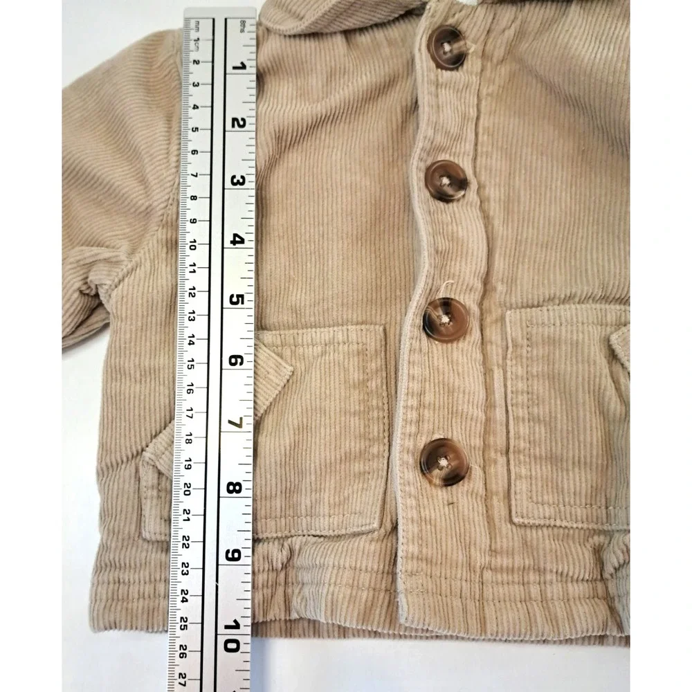 Koala Kids Nordic Corduroy‎ Coat Baby 3-6 Months Tan Plaid Lining